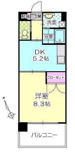 S-FORT大分駅前(1DK/2階)の間取り写真