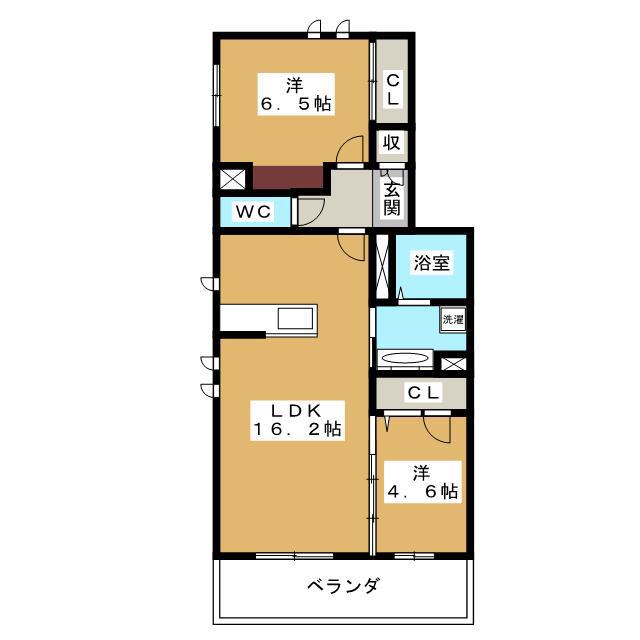 アルボレガーロ(2LDK/3階)の間取り写真