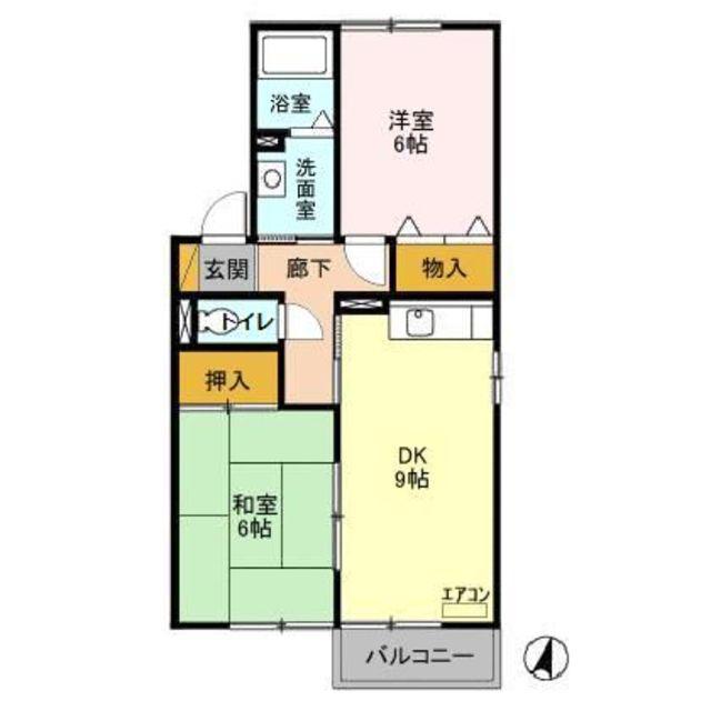 クレスト藤ヶ丘B(2DK/2階)の間取り写真