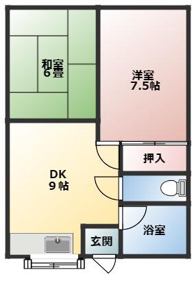コーポHIGA(2DK/1階)の間取り写真