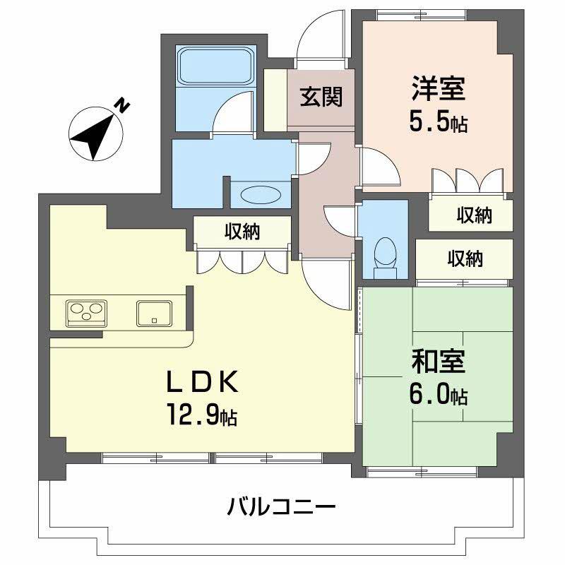サーパス関屋田町 305(2LDK/3階)の間取り写真