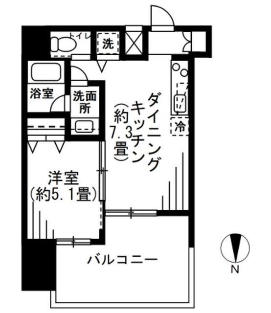 LANAI GRACE SHIBAKOEN(1DK/7階)の間取り写真