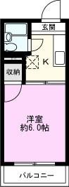第六みずほ館(1K/2階)の間取り写真