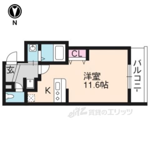 GRANDVUE西陣(1K/3階)の間取り写真