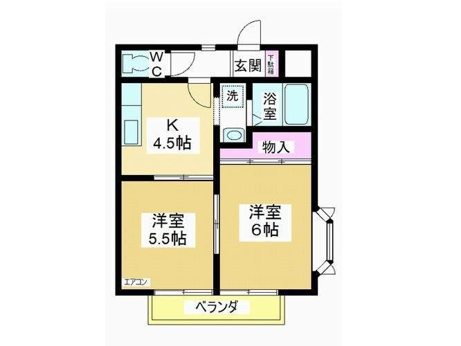 エスペランサ(2K/2階)の間取り写真