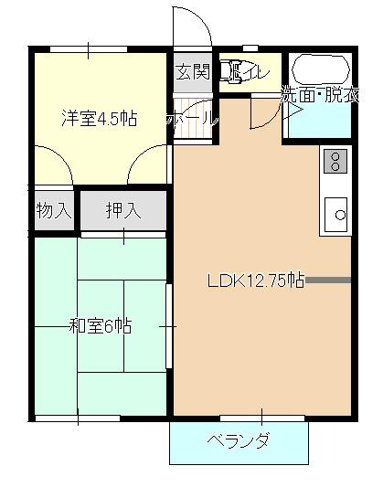 共和ハイツ(2LDK/1階)の間取り写真