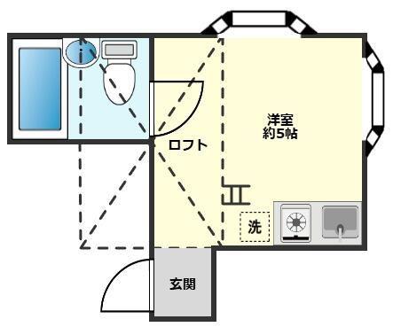 クレストコート平(ワンルーム/2階)の間取り写真