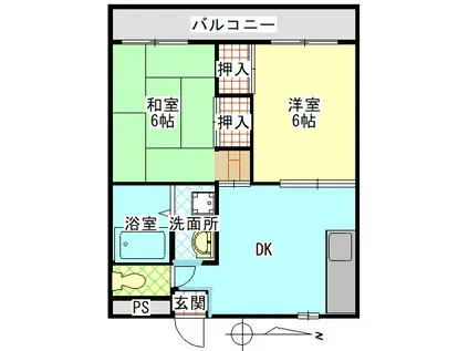 戸塚ニューハイツ(2DK/4階)の間取り写真