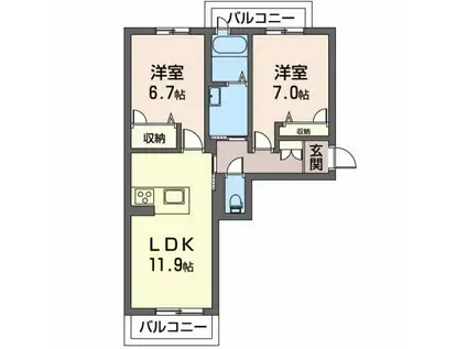 マストタウン上所A 303(2LDK/3階)の間取り写真