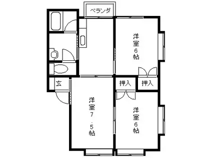 あーべんと(3DK/1階)の間取り写真