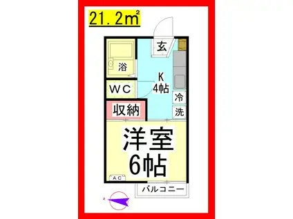 PHパルセア湘南台(1K/1階)の間取り写真