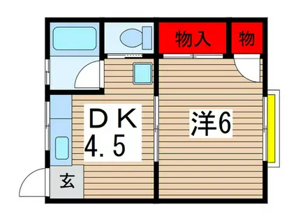 サンハイム2号(1DK/1階)の間取り写真