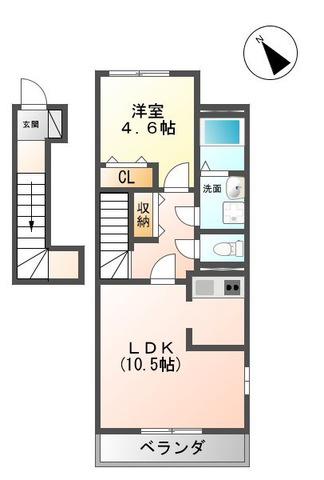 メゾン・ド・レーヴ(1LDK/2階)の間取り写真