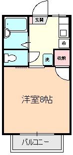 カルチェラタンD(1DK/1階)の間取り写真