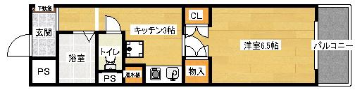 エスポアール石川(1K/3階)の間取り写真