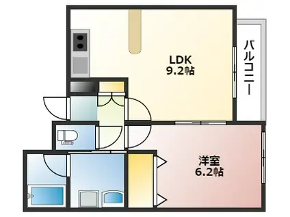 バロンズコート(1LDK/1階)の間取り写真