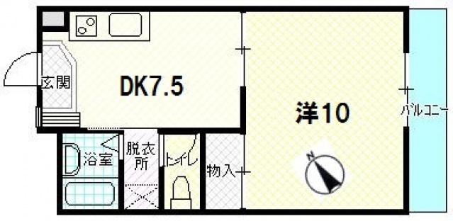 ラ・フィレンツェII(1DK/3階)の間取り写真