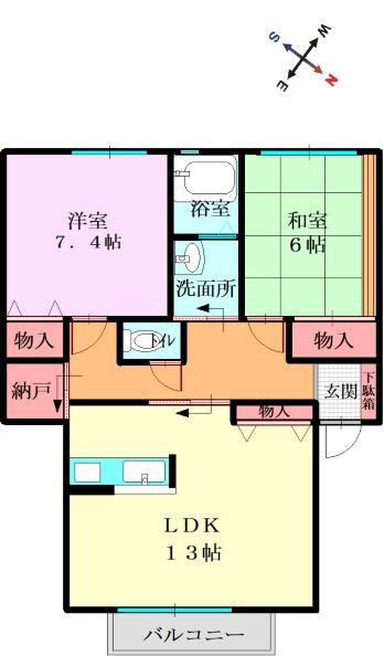 プチメゾン(2LDK/1階)の間取り写真