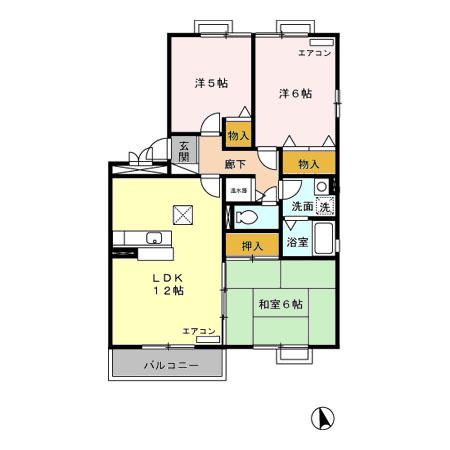 グランメールカナ 201(3LDK/2階)の間取り写真