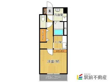 シャンベルジュKT(1K/4階)の間取り写真