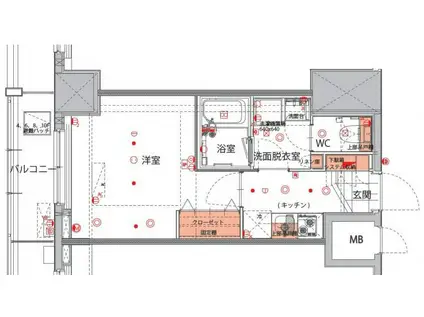 ハーモニーレジデンス菊川ステーションフロント(1K/4階)の間取り写真