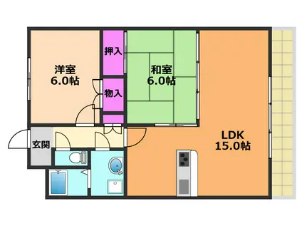 カトルセゾン中甚(2LDK/3階)の間取り写真
