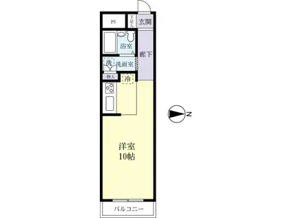 パークヒルマンション(ワンルーム/2階)の間取り写真