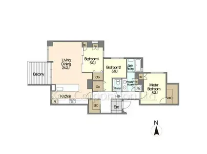 JOYLUXE THE RESIDENCE AKIYA(3LDK/3階)の間取り写真