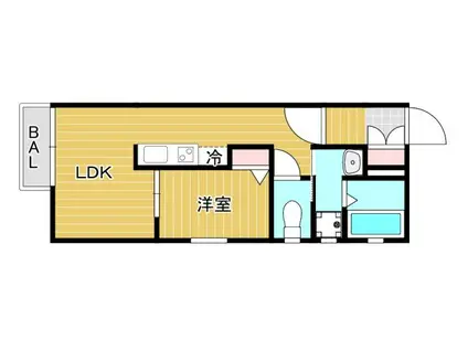 LED矢賀駅前(1LDK/3階)の間取り写真