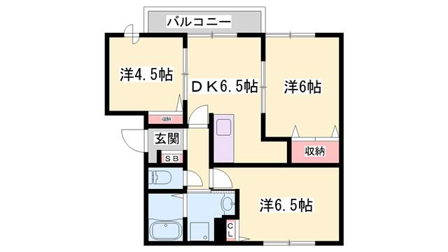 グリーンハイツB(3DK/2階)の間取り写真