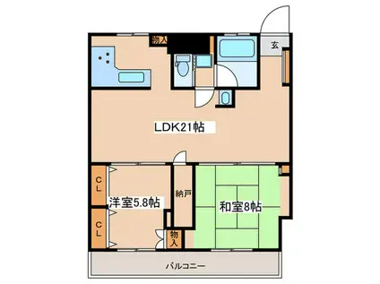 サンヒルズ金子(2LDK/2階)の間取り写真