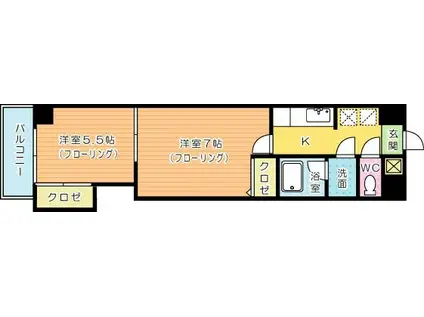 デザイナープリンセス33(2K/9階)の間取り写真