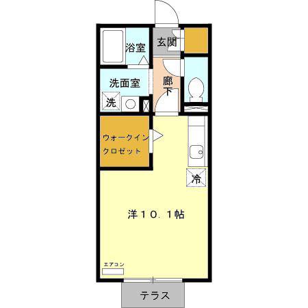 グレースヒル C棟(ワンルーム/1階)の間取り写真