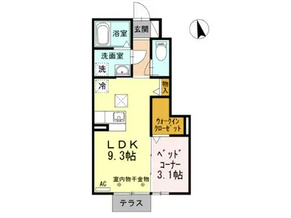 リーヴェ・テラッセ(1LDK/1階)の間取り写真