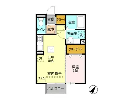 ミッドパレス1(1LDK/1階)の間取り写真