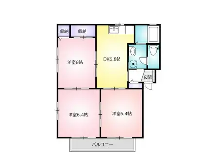 ブルーシャトーA(3DK/1階)の間取り写真