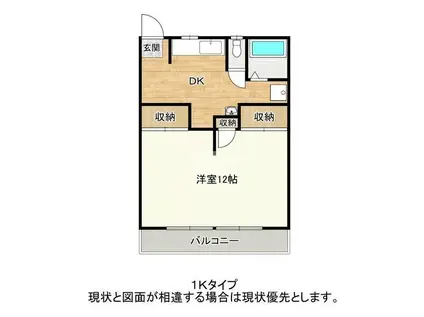 ソルテ川田 A(1K/1階)の間取り写真