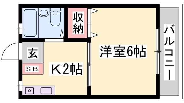 父夫山ハイツ(1K/2階)の間取り写真