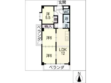 サンハイツ・オオヒガシ(3LDK/5階)の間取り写真