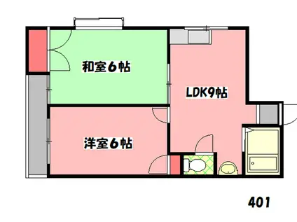 古川ビレッジ(2DK/3階)の間取り写真
