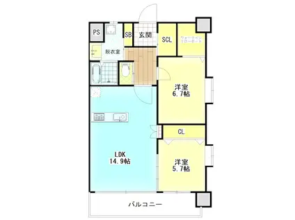 ZEGUNA(2LDK/14階)の間取り写真