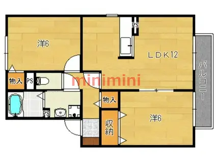 ガーデンビレッジA(2LDK/1階)の間取り写真