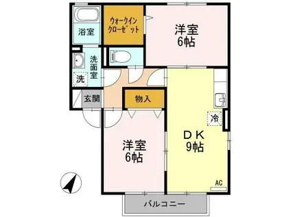 アフローラルA棟(2DK/2階)の間取り写真
