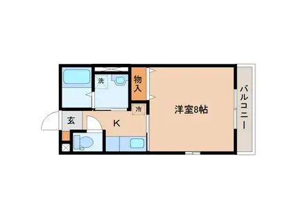 レトアII(1K/1階)の間取り写真