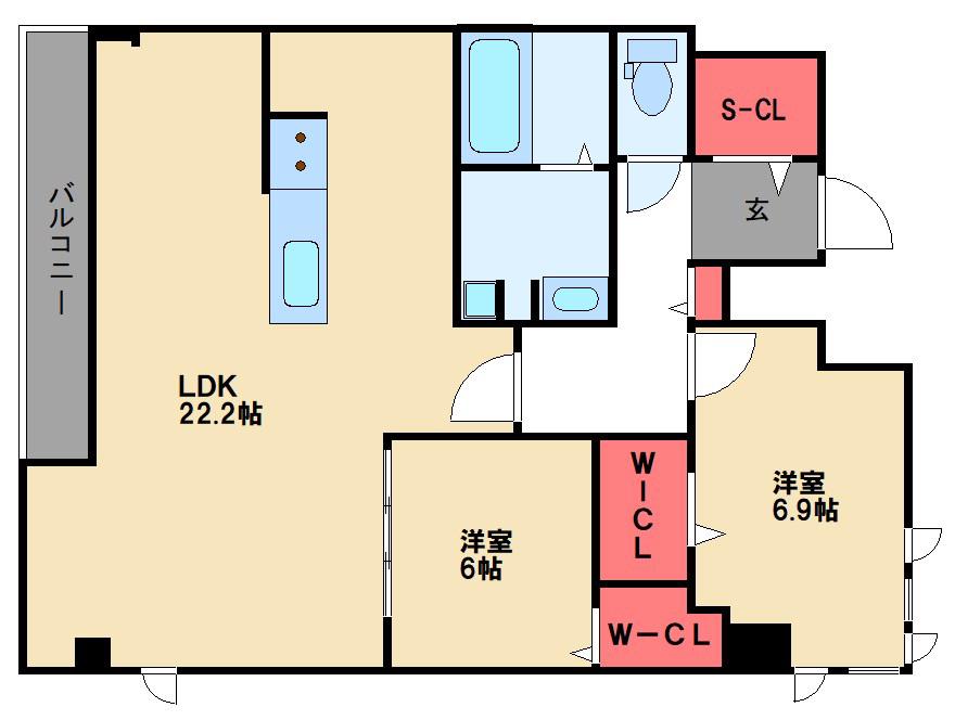 FMTレジデンス博多(2LDK/10階)の間取り写真