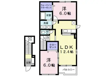 ヴェルドミール II(2LDK/2階)の間取り写真