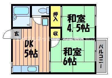 コーポラスワタナベ(2DK/1階)の間取り写真