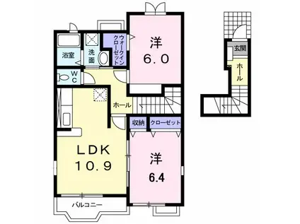 クレメントハウス(2LDK/2階)の間取り写真