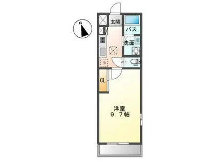 サンモールウエスト II(1K/2階)の間取り写真