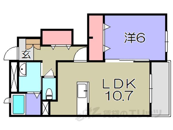 近江鉄道本線 八日市駅 車で8分 2階建 築16年(1LDK/1階)の間取り写真